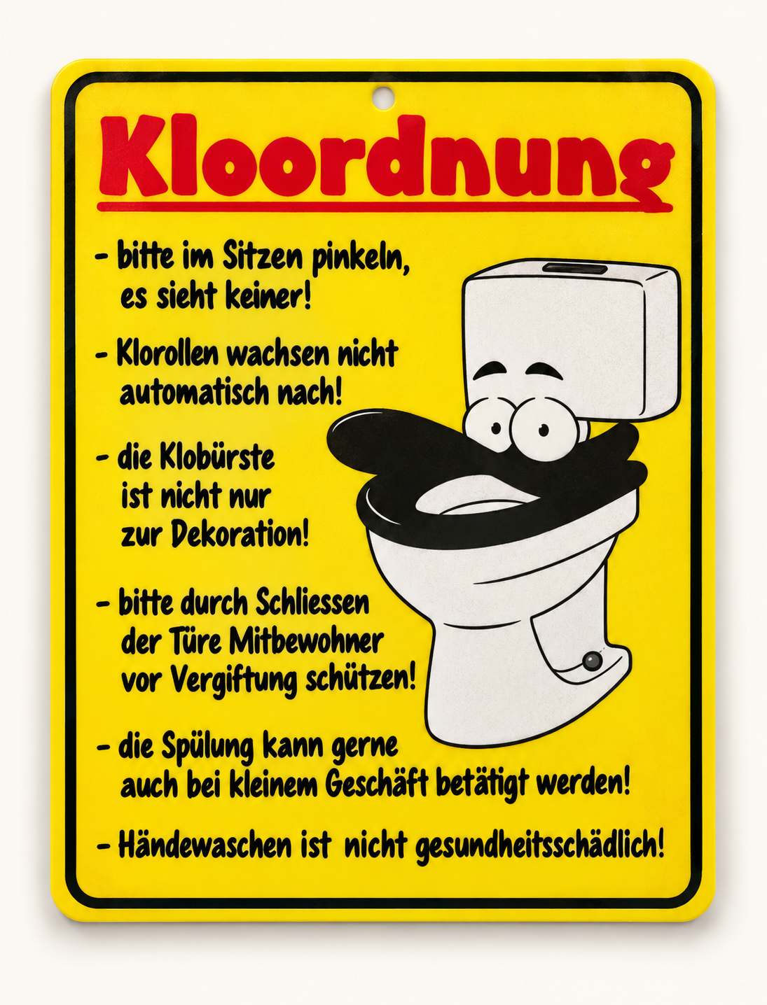 Kloordnung – humorvolles Toilettenschild