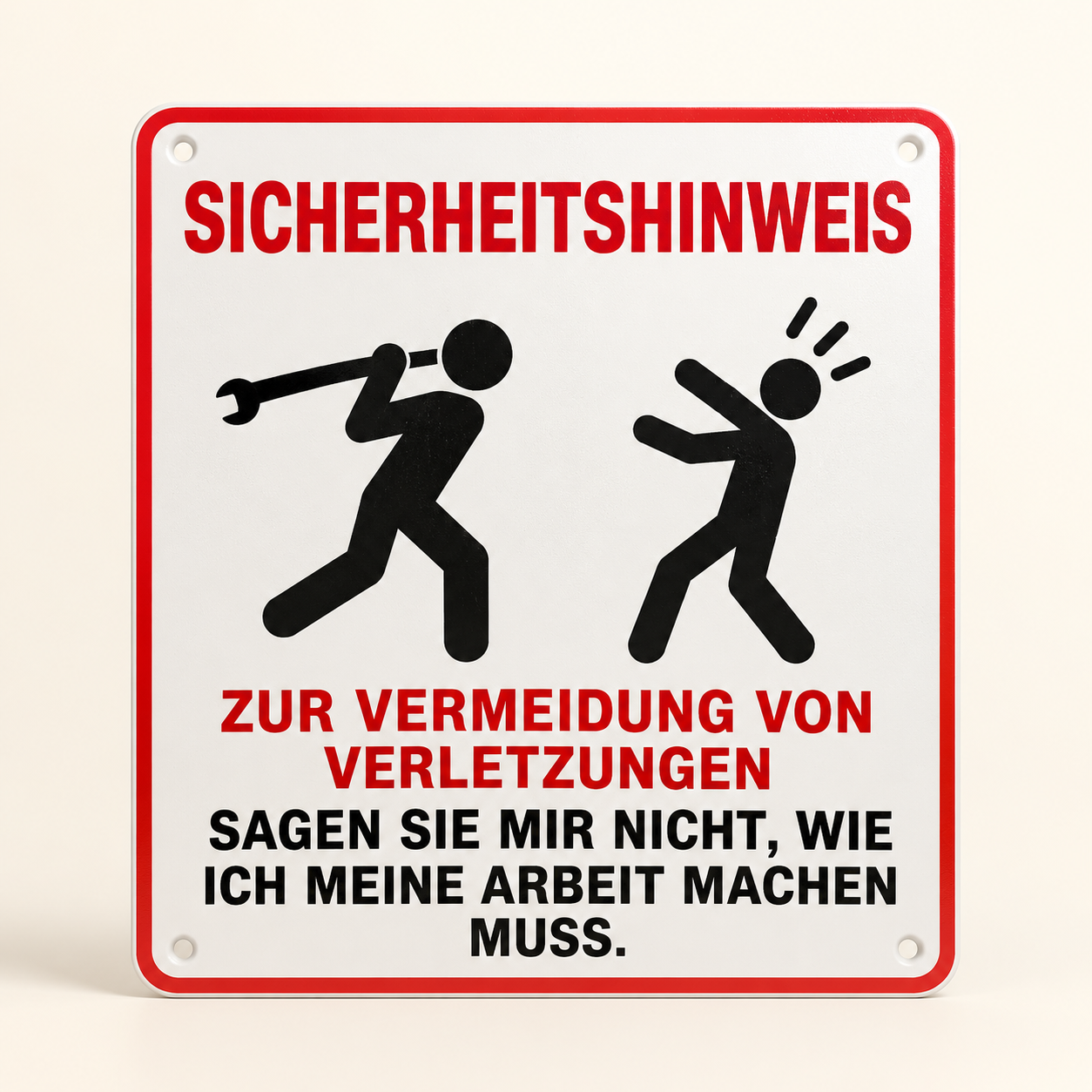 Scherzschild Sicherheitshinweis – 210 × 190 mm