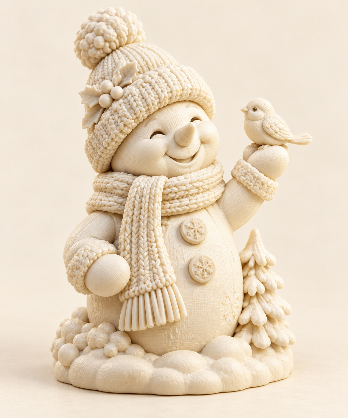Schneemann mit Vögelchen – Weihnachtsdeko