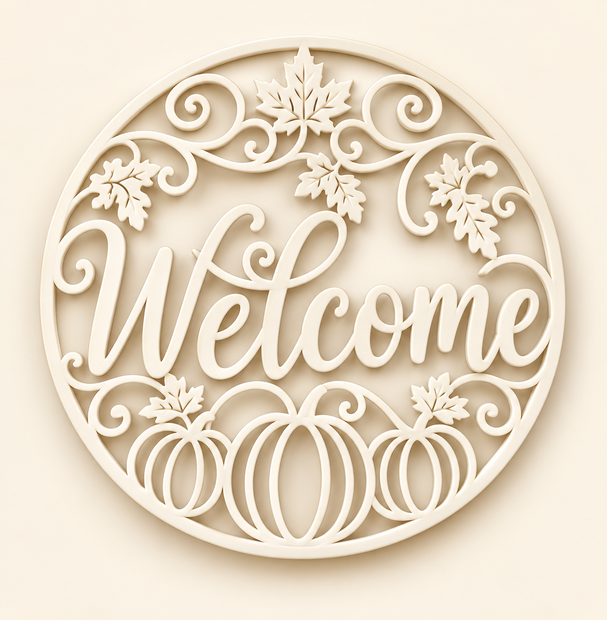 Welcome-Herbstschild mit Kürbissen