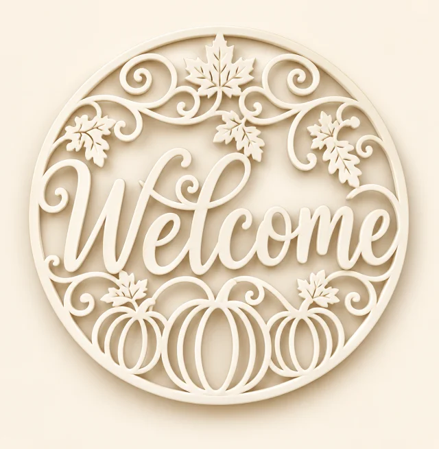 Welcome-Herbstschild mit Kürbissen
